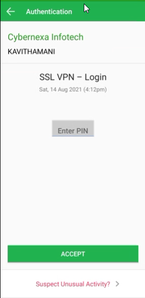 SSL VPN Authentication screen - CyLock